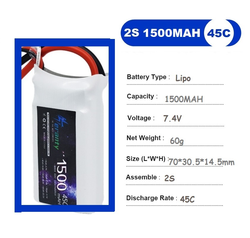 2PCS 7.4V Lipo 2S Battery 1500 - Drone Carrera Rc review and price